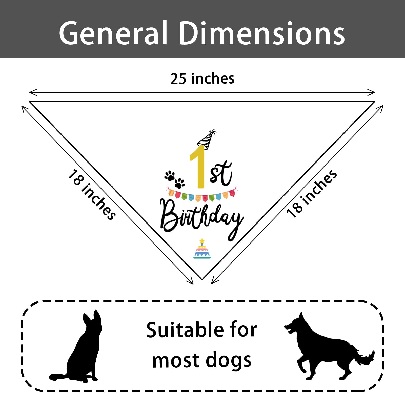 Hund Geburtstag Bandana – Happy Birthday Dreieckstuch, 66x31 Cm, Baumwolle, Für Partys & Fotos