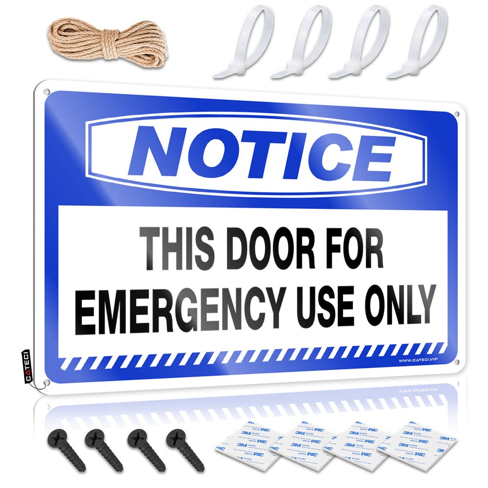 HELIOFORGE Tin Sign Funny Notice This Door For Emergency Use Only Tin Sign Funny Street Signs Backyard Bar Sign(30X40CM)