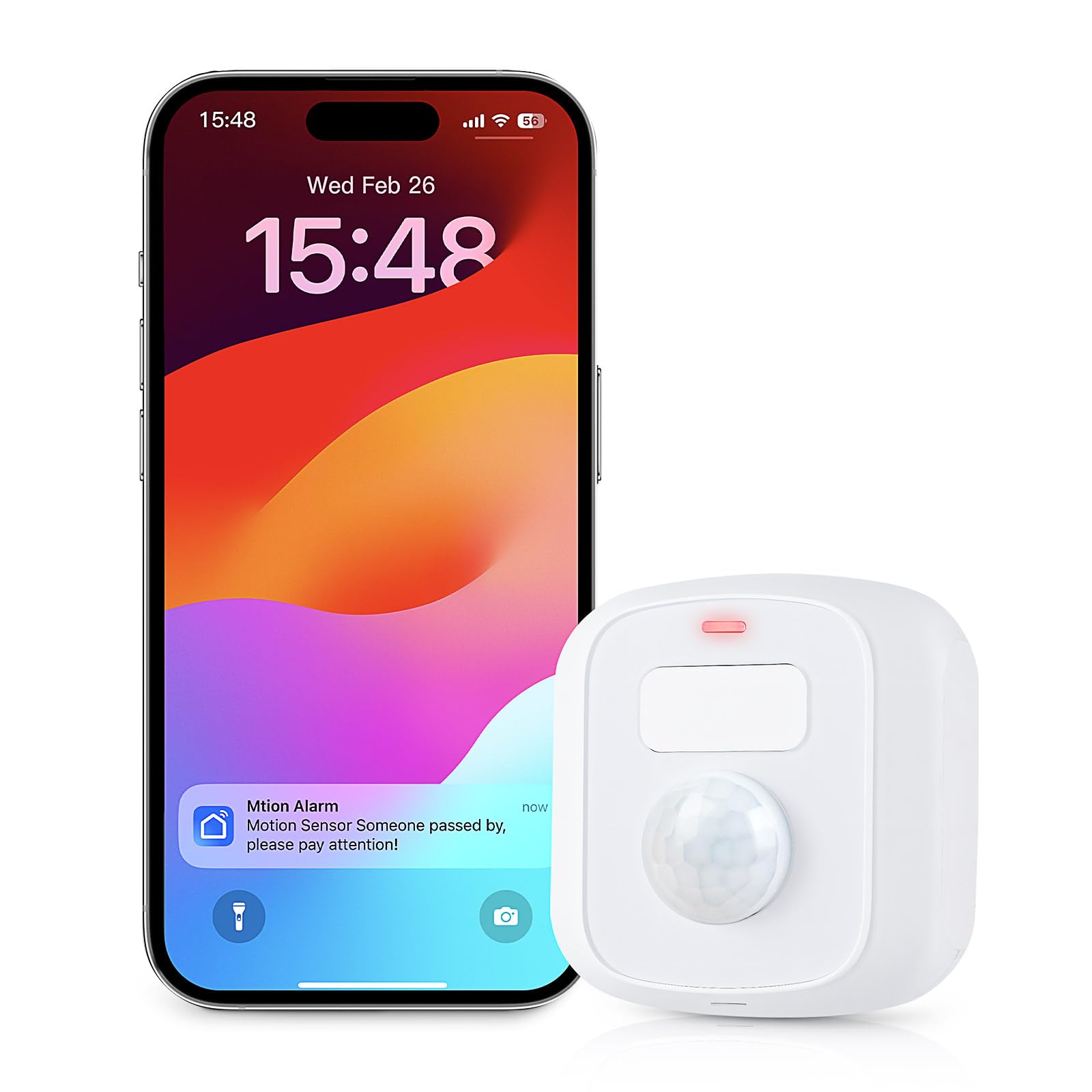 PHYSEN PHYSEN Bewegungsmelder Innen mit Smart Home Steuerung, Bewegungssensor Smart mit App-Benachrichtigung/Kein Tonalarm, WiFi Bewegungsmelder für Heimsicherheit, Kompatibel mit TUYA/Google/Alexa