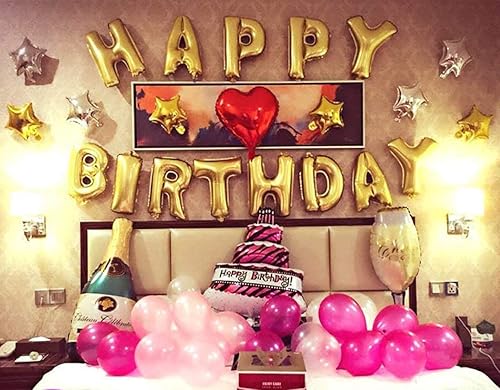 Miniatura 5 de Globos dorados con la forma de las letras de Happy Birthday letras de 16 pulgadas de tereftalato de polietileno laminado reutilizables, ecológicos,
