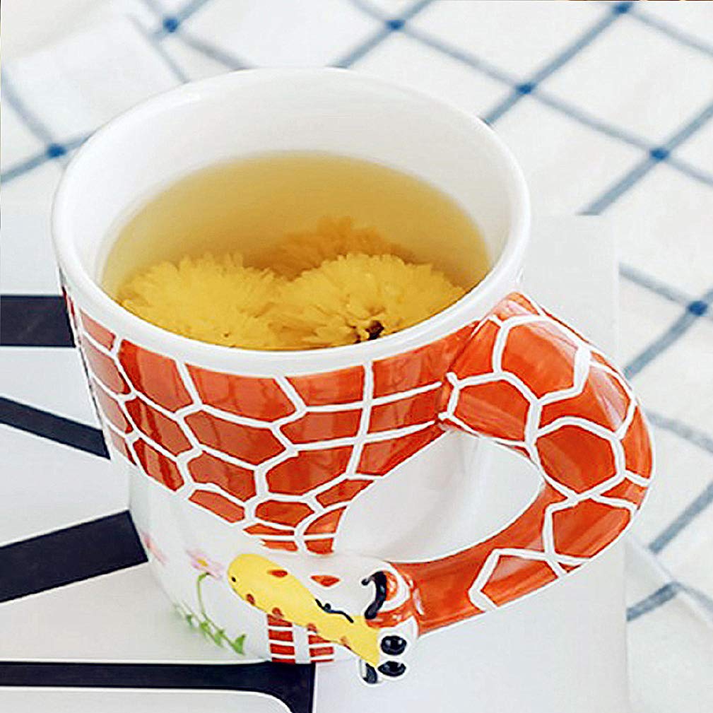 Ponerine tazze da caffè con manico 3D porcellana animali tazza carino giraffa creativo caffè tazze & tè tazza, per gli amanti del caffè regali, tazze per bambini, 14 oz