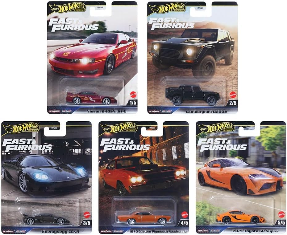 Set 5 Coches Hot Wheels Fast & Furious miniatura 1