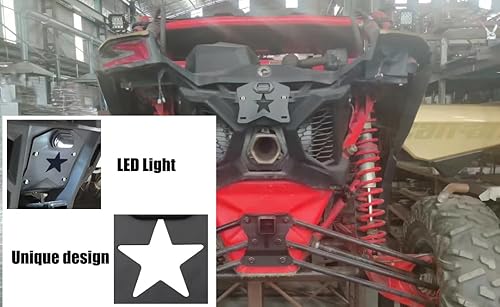 Miniatura 5 de Soporte para placa de matrícula UTV, RZR con luz LED, soporte universal de aluminio para matrícula Polaris RZR, Can Am Maverick X3, Kawasak, carrito