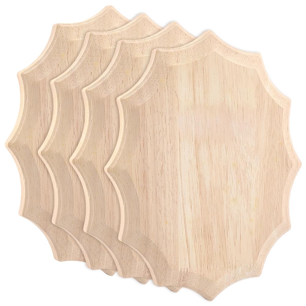 FINGERINSPIRE 4PCS Unfinished Wood Plaque 198x250x16.5mm Oval Wooden Blank Signboards Natural Wood Crafts for Painting Carving Burning DIY Crafts Boards for Home Decoration Projects