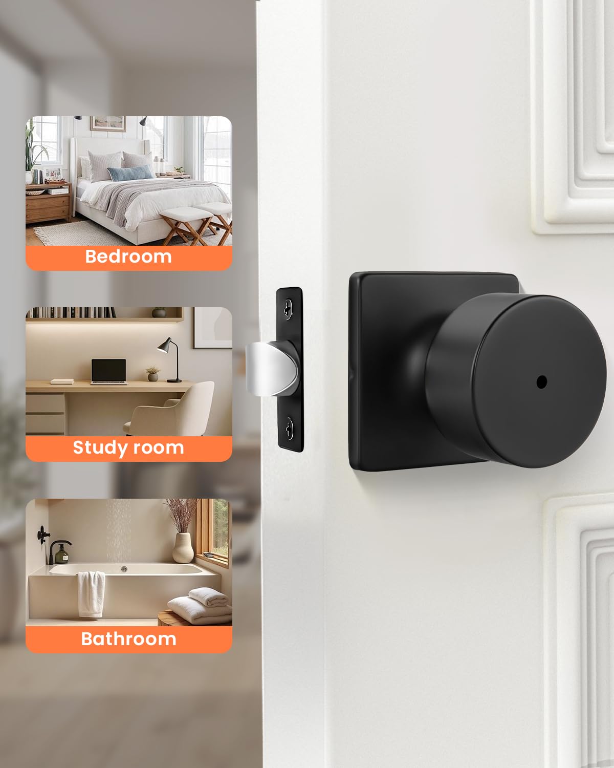 Haidms Black Interior Door Knobs - 8 Pack -7 Haidms Black Interior Door Knobs - 8 Pack -7