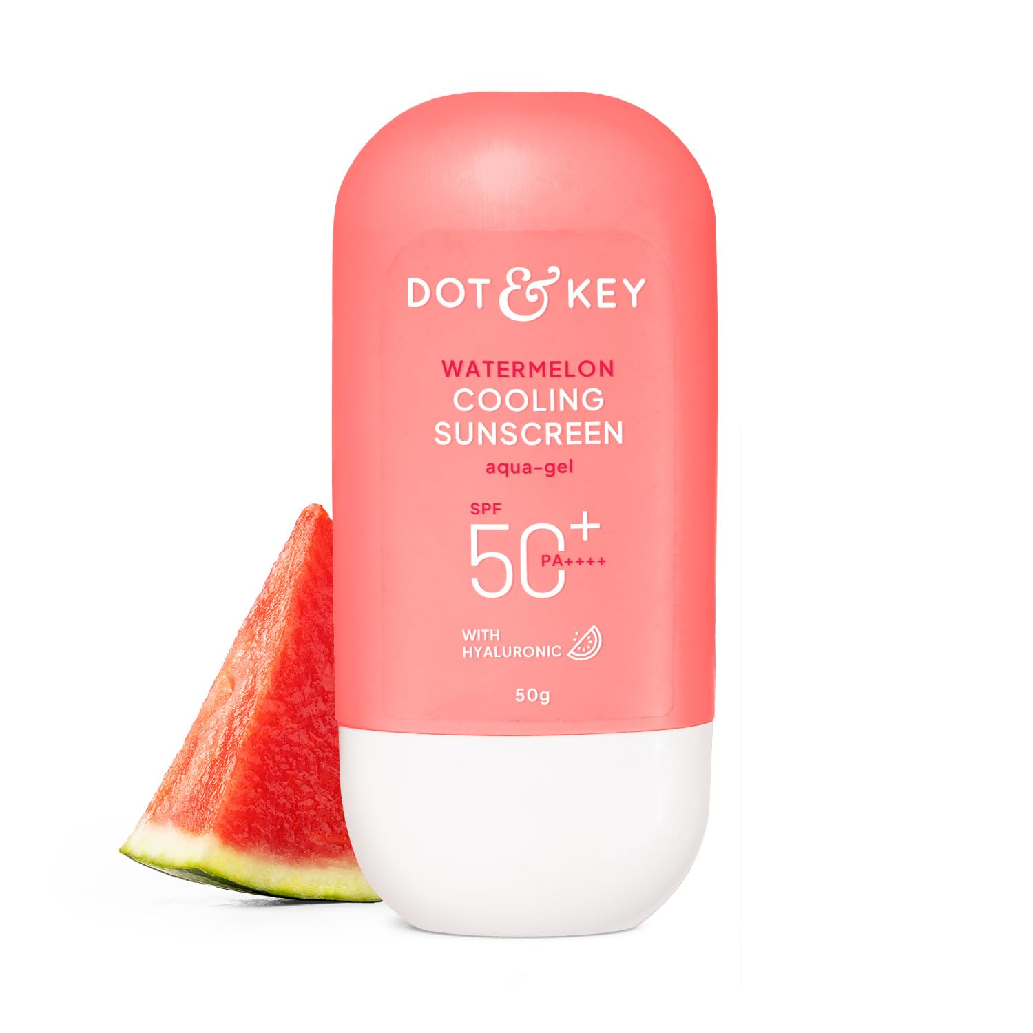 Dot & Key Watermelon Cooling Sunscreen In - Vivo Tested SPF 50+ PA++++ | With Hyaluronic Acid, Instantly Cools Skin, Broad Spectrum Protection | Controls Excess Oil, Checks Tanning, No White Cast, All Skin Types | 50g