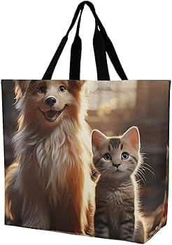 Amazon.com: QWHJK Shopping Tote Bag,Dogs And Cats Print Bulk