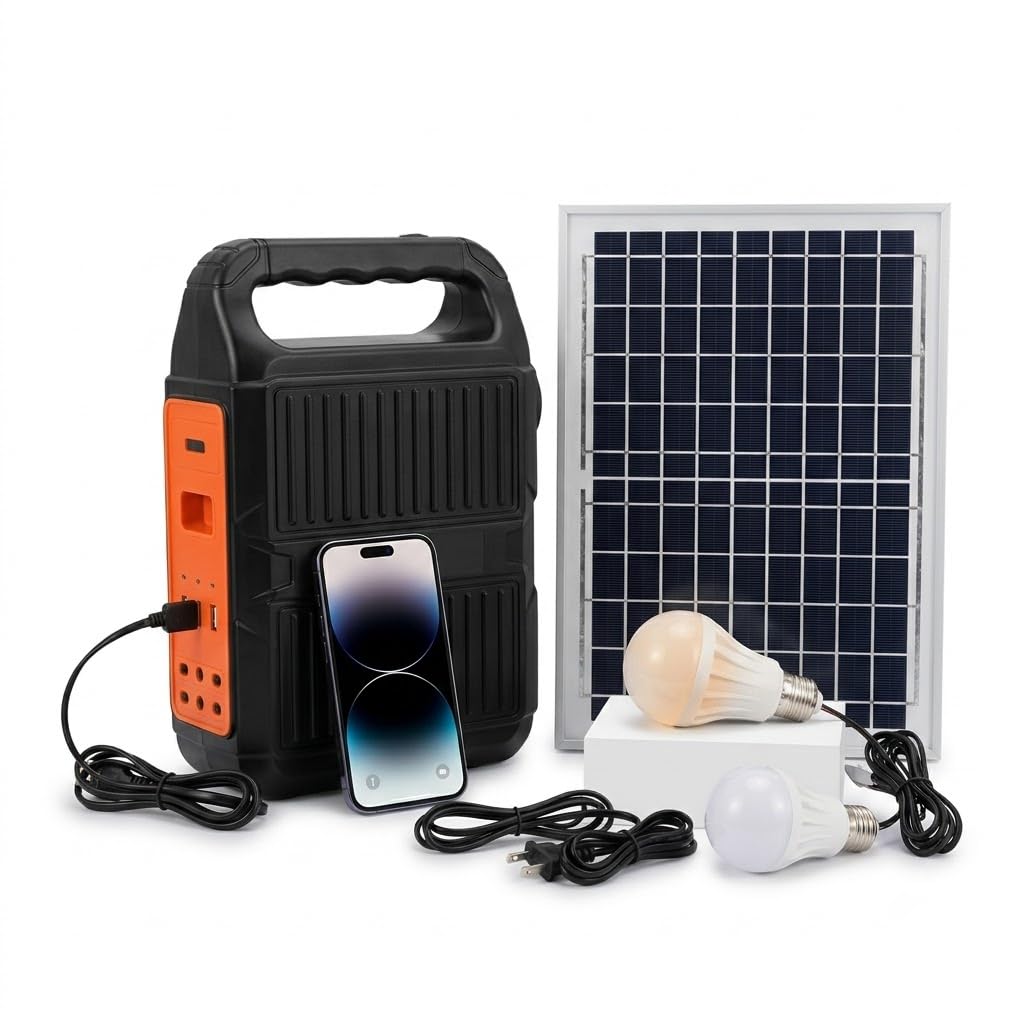 DRUMSTONE ( 2026 Brings 5 Years Warranty ) Solar Inverter for Home Lighting System Emergency Rechargeable Led Lantern with Solar Panel Mobile USB Charger Kit for Power Cut Home Camping Room-image-27