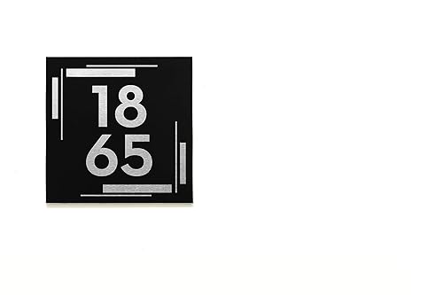Modern House Sign Small Square with Black Aluminum (ACP) and Silver Fiber Laser Engraved DesignsFonts- Home Address Plaque Abstract Line