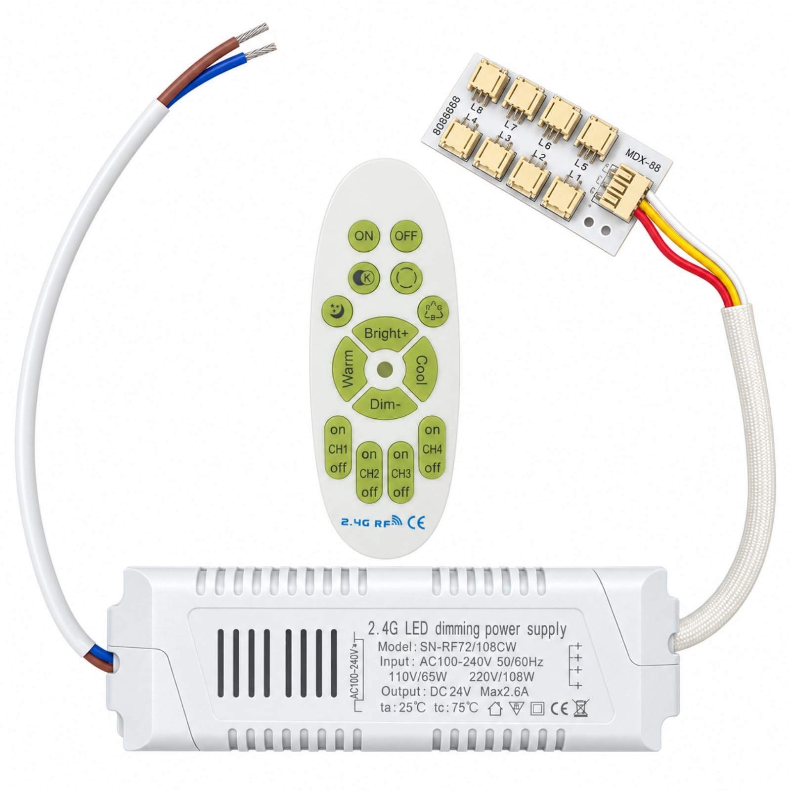 LED Trafo 108W,24V Niedervolttrafo LED Transformator mit Fernbedienung