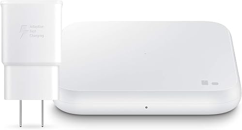 Cargador inalámbrico Samsung Fast Charge Pad (2021), universalmente compatible con teléfonos habilitados para Qi (versión de EE. UU.), color blanco