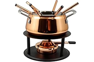 swissmar fondue set: Peak 10-Piece Copper Plated Stainless Steel Fondue Set