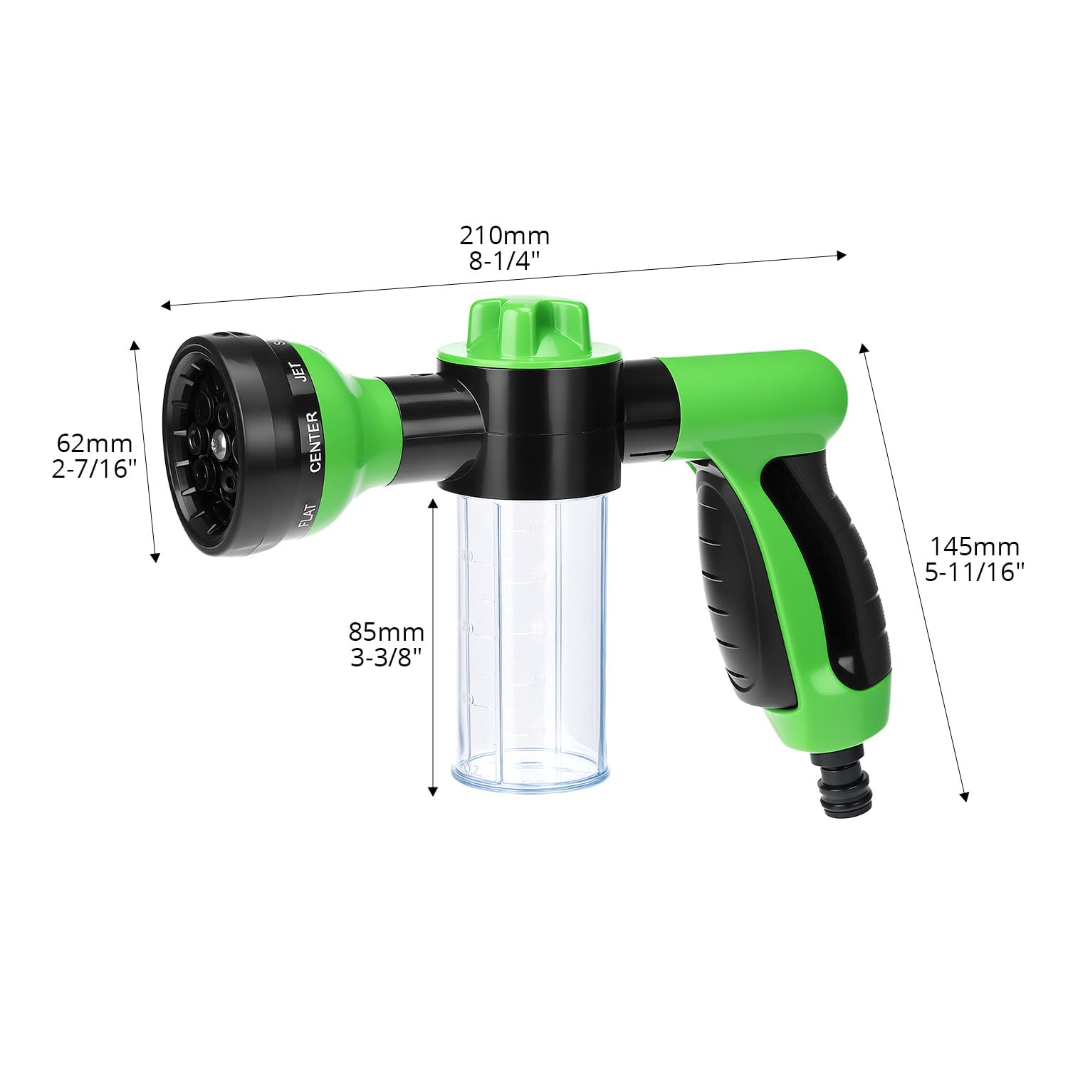Armo® Pistola A Spruzzo Multifunzione Da Giardino - 8 Modalità Di Getto Con Dispenser Sapone Integrato - Serbatoio 3 Litri - Per Lavaggio Auto, Innaffiare Piante E Animali - Nero