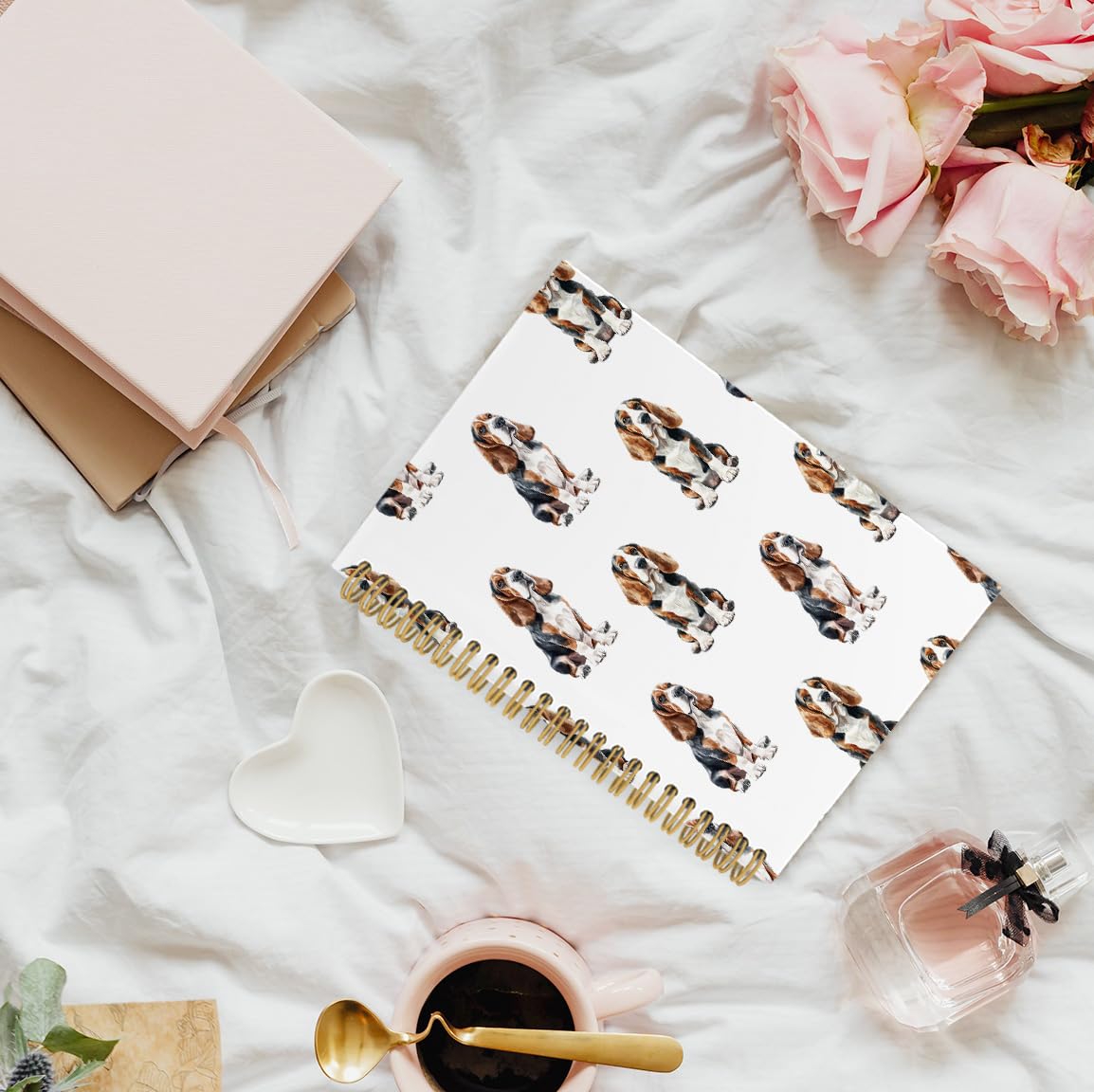 Funny Basset Hound Gifts Spiral Notebook, Basset Hound Gifts for Women Dog Mom Journaling Notebooks, Dog Lovers Gift College Ruled Spiral Notebook for School Office Supplies, 5.5x8.3inch