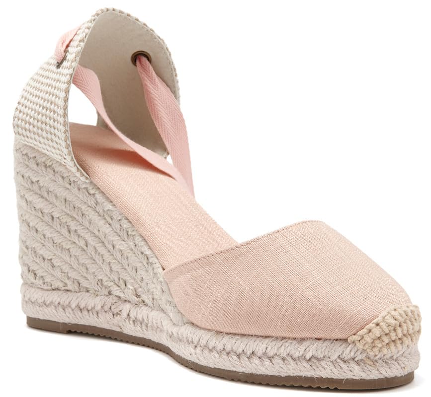 Image of Womens Espadrille Wedge Sandals Closed Toe Platform Lace Up Ankle Strap Slingback Summer Dress Shoes