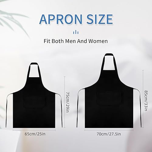 Miniatura 2 de Paquete de 81224 delantales lisos a granel, delantal comercial negro con 2 bolsillos, delantal unisex para adultos, pintura y barbacoa