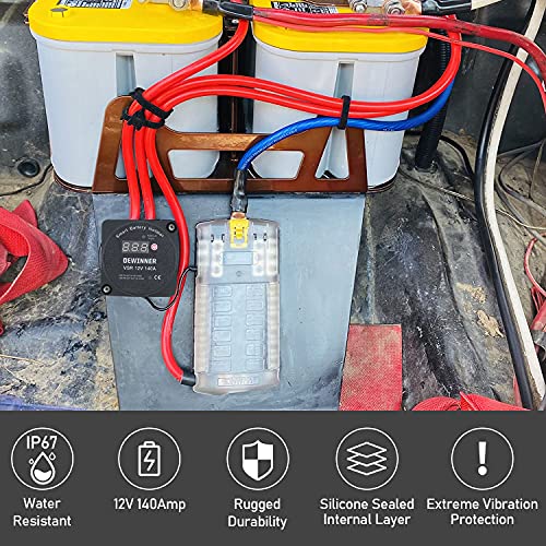 Dewinner 12V 140Amp Dual Battery Isolator Kit Manual/Auto Modes Vsr-Voltage Sensitive Relay Kit, With Led Screen, Voltage Display, Designed For Atv, Utv, Boat, Rv, Camper 5 Wheel Off-Road Vehicle #TOP1