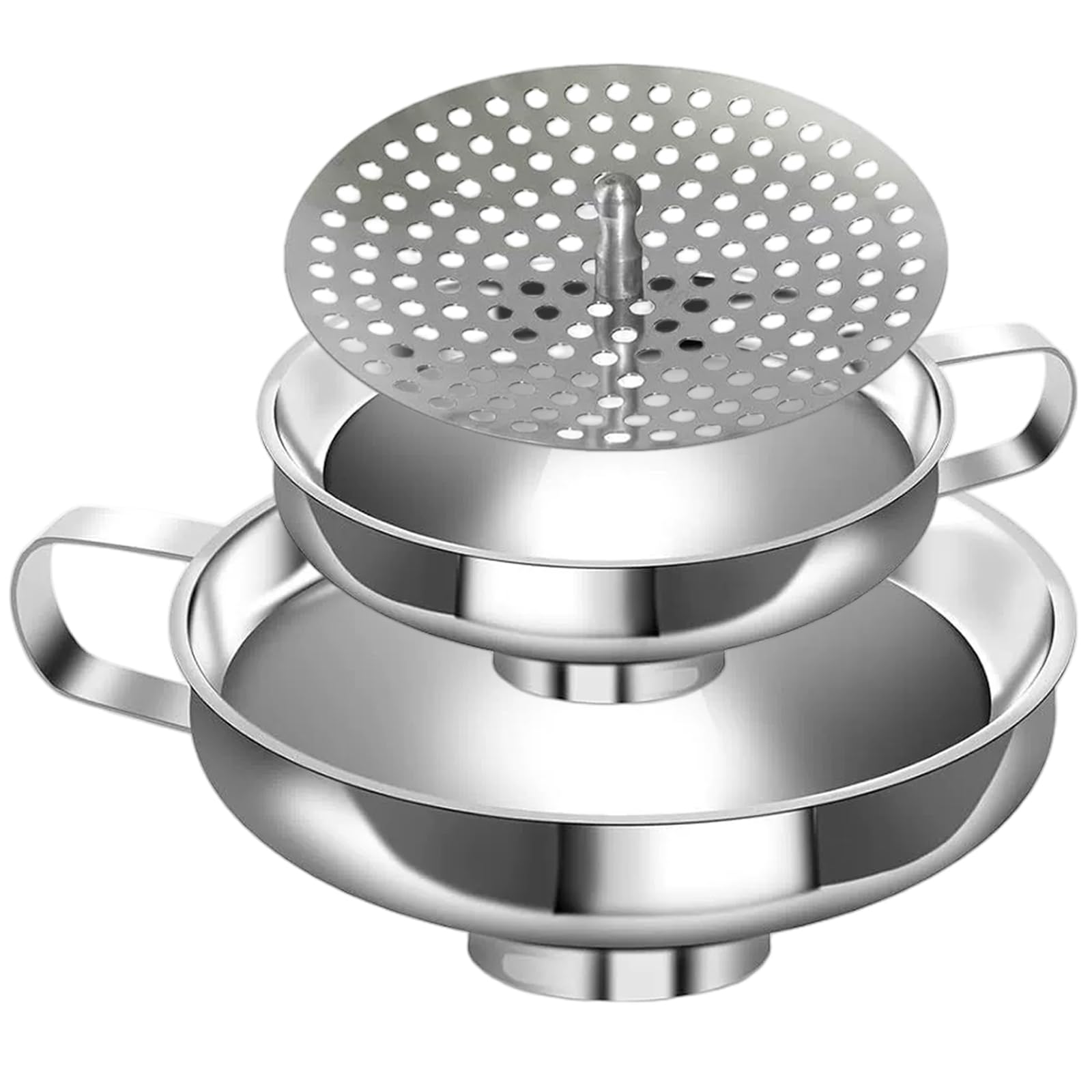 Licsaliwe Canning Funnel Set - 3 Stainless Steel Funnels with Built-in Strainer, for Jars Kitchen Cooking Oil Spices