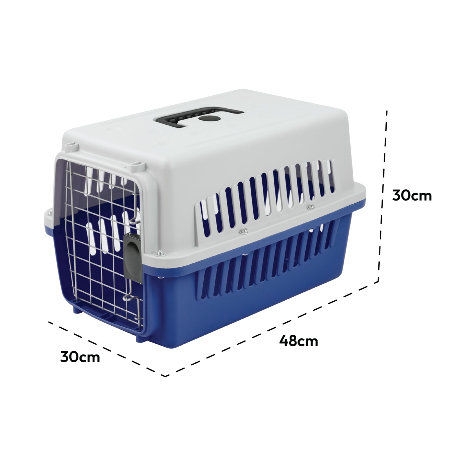 KCT Small Blue Plastic Cat Carrier Cage Crate for Pet/Dog/Kitten/Puppy | Portabl