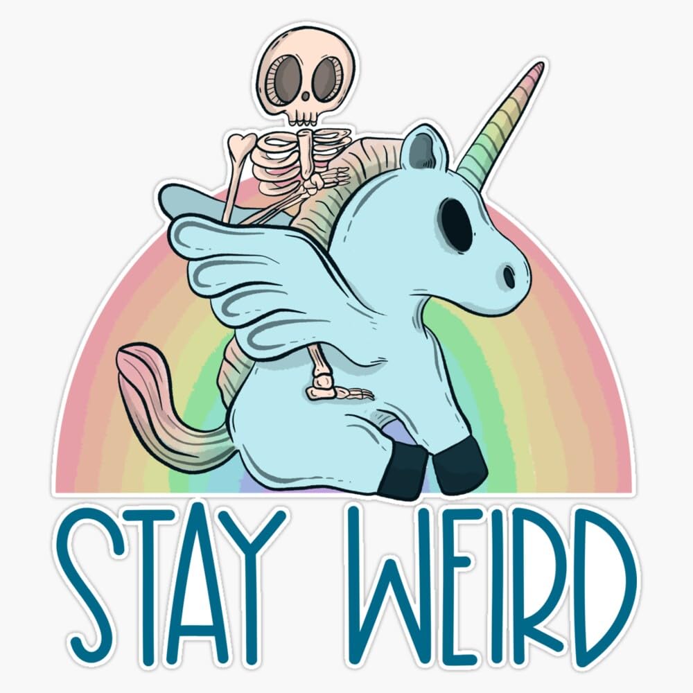 Stay Weird And Ride A Unicorn Sticker Vinyl Waterproof Sticker Decal Car Laptop Wall Window Bumper Sticker 5"