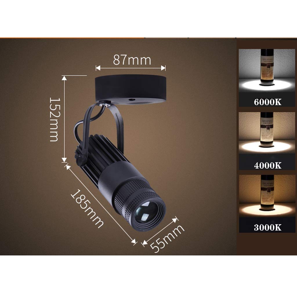 Iluminación de riel LED de 15 W, Foco Regulable con Zoom, luz de atmósfera de Escenario Bar KTV, Aluminio, Negro (Color : Ceiling, Size : 4000K)