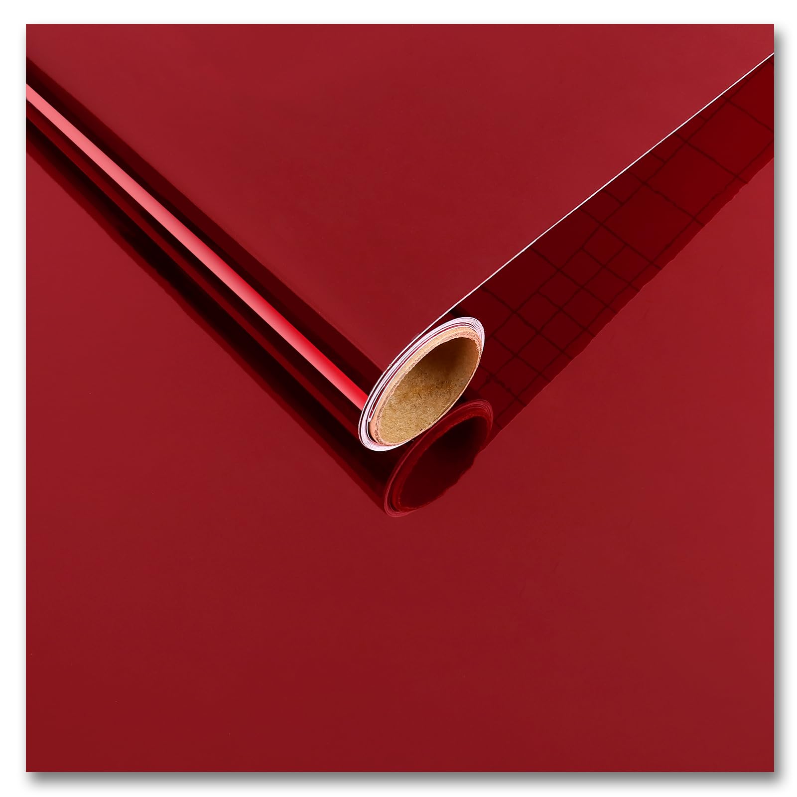 CRE8TIVE Glossy Red Metallic Mirror Wallpaper Peel and Stick Reflective Flexible Mirror Sheets Self Adhesive 12"x80" Non Glass Red Wallpaper Vinyl