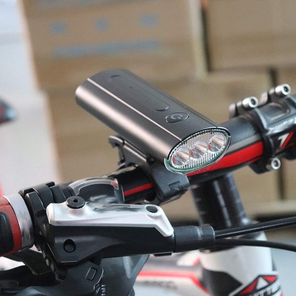 Luz de bicicleta de alto lúmenes, LED recargable USB Faro delantero de la bicicleta Alta brillante 15 horas de montaña Ciclismo Ciclismo Seguridad Flash Linterna con 6 modos, luz impermeable para