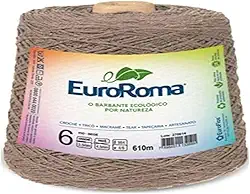 Barbante Colorido, Euroroma, 600 g, Bege, 4/6 Fios, Rolo de 610 Metros