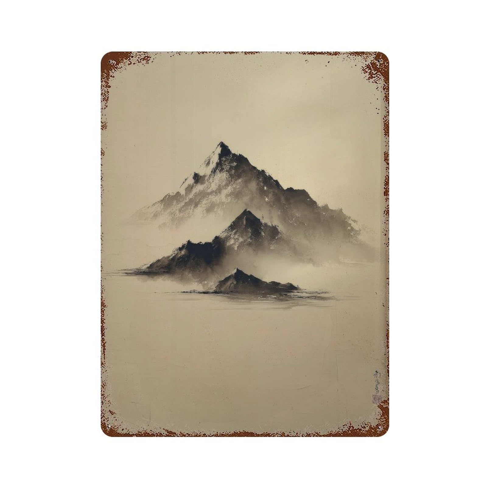 xiaoxiaoshen Mountain Landscape. Wabi Wall Decor Art Metal Tin Poster Modern Home Decor Art Home Bar Shop Decorations Vintage Sign 40x30cm