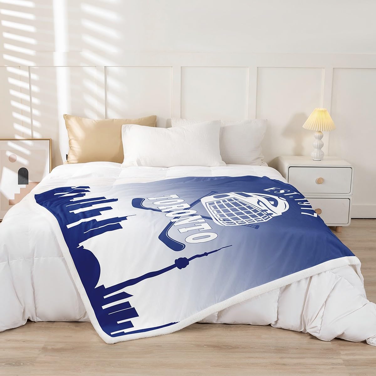 jejeloiu Ice Hockey Fleece Throw Blanket for Kids Boys Girls Twin 60