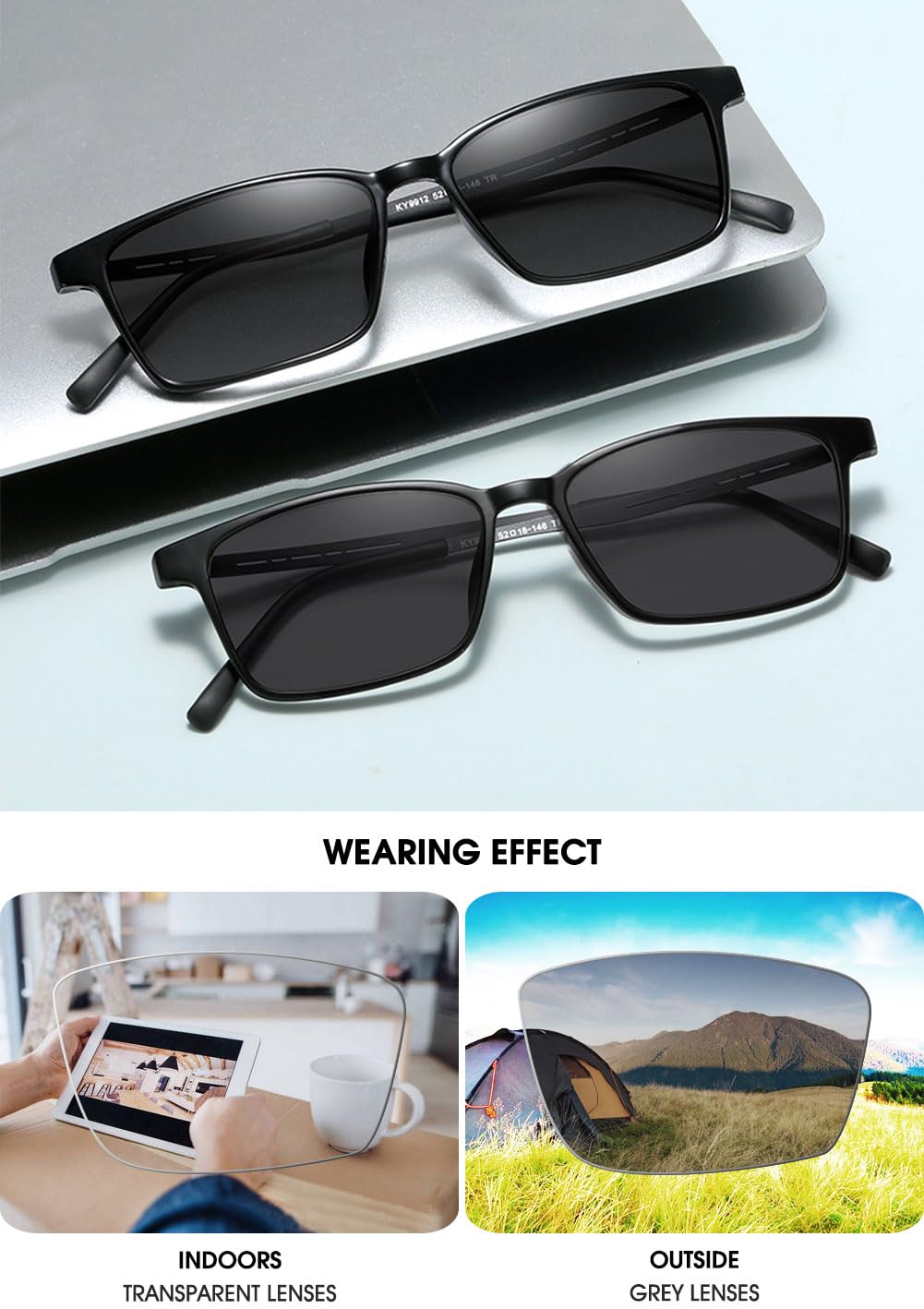 VEVESMUNDO Selbsttönende Lesebrillen Sonnenlesebrille Metall Blaulichtfilter Herren Damen Lesehilfe Brille mit uv-sonnenschutz