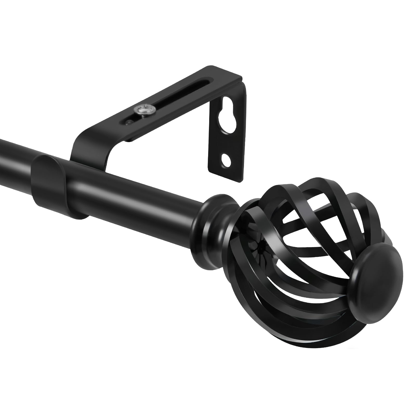 Luvenia Black Decorative Curtain Rod,Adjustable Curtain Rods For Windows 28 to 48 Inch(2.3-4Ft),Small Curtain Rod For Bedroom, Living Room,Kitchen,Farmhouse