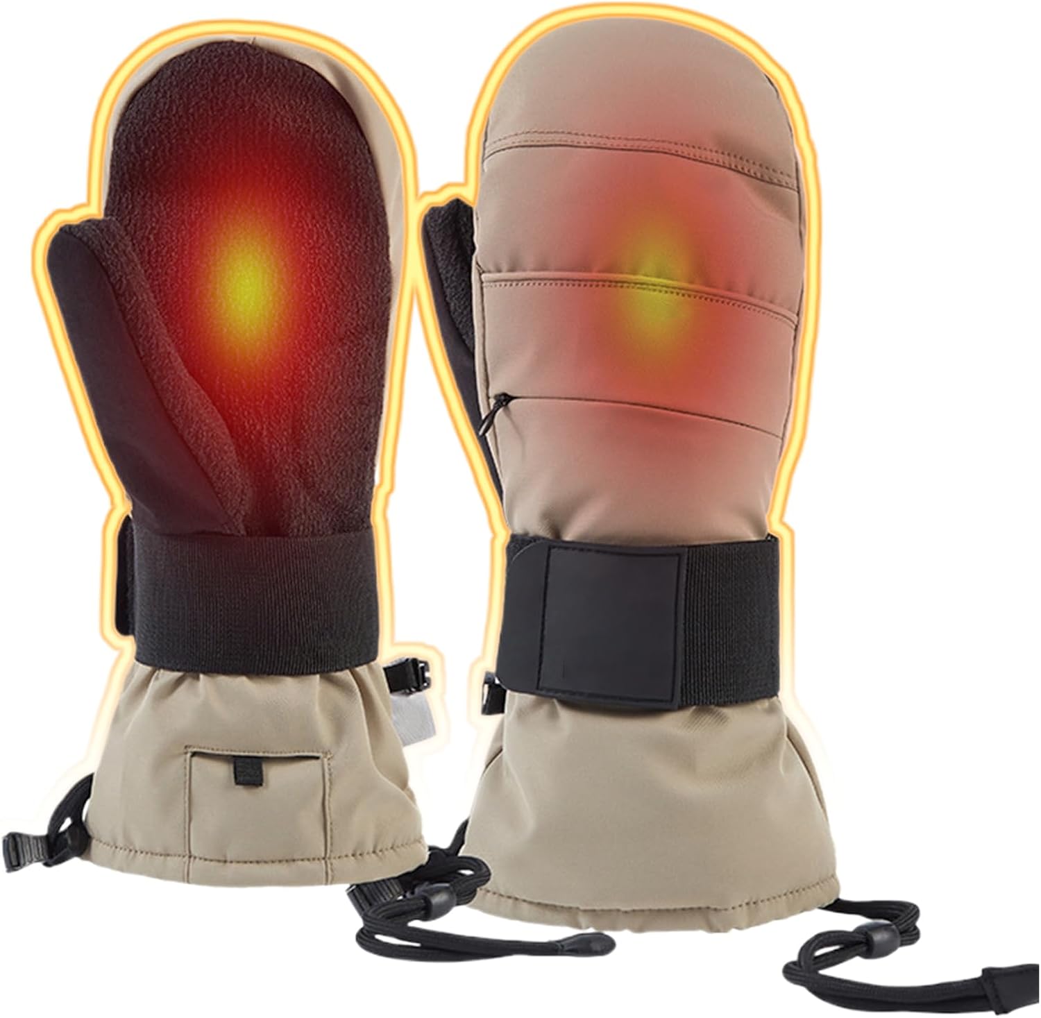 スキーグローブ, タッチスクリーン対応 保温ミトン, 手首ガード付きフリース裏地ライディンググローブ, メンズ 冬 オートバイ サイ