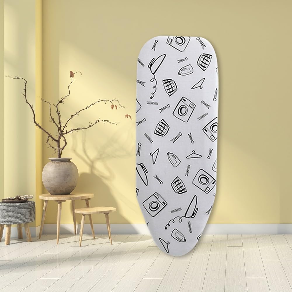 Tabla de Planchar de 33 x 91 cm con Acolchado, Funda Ajustable de algodón con Acolchado, Funda de Repuesto y Almohadilla Resistente a Quemaduras (Blanca)