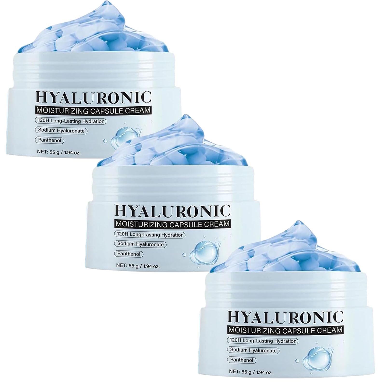 Hyaluronic Acid Capsule Cream,Feuchtigkeitsspendende Gesichtscreme,Beruhigender Haut Regenerationsbalsam,Feuchtigkeitsspendende After-Sun-Lotion,Schnell einziehender,pflegender Gesichtsbalsam (3pcs)