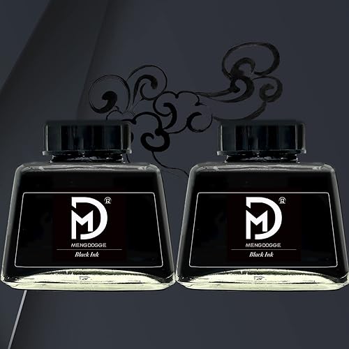 MENGDOGGE Pluma estilográfica embotellada, tinta de carbono negra, 2.0fl oz, diseñada especĂficamente para escribir a mano, bocetos y dibujar (2 MENGDOGGE Pluma estilográfica embotellada, tinta de carbono negra, 2.0fl oz, diseñada especĂficamente para escribir a mano, bocetos y dibujar (2