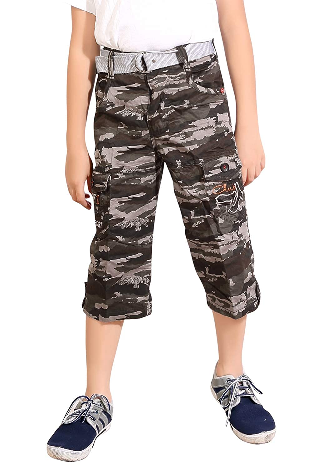 MAGIC Kids Boy's 6 Pocket Cotton Army 3/4th Capri | Shorts (Black & White Camouflage) - Review, Price and Buying Guide