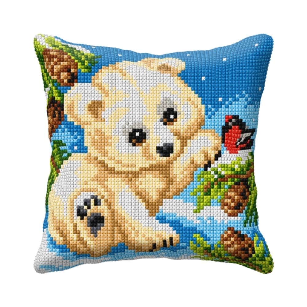 Orchidea White Cushion Bear - Cross Stitch Kit: Cushion: Large: Bear