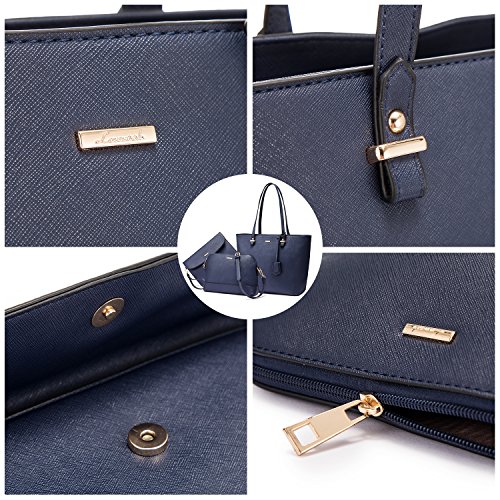 LOVEVOOK Handbags for Women, Tote Bag Crossbody & Shoulder Bags Set for Ladies, Elegant Top Handle Bags 3 PCS, Navy