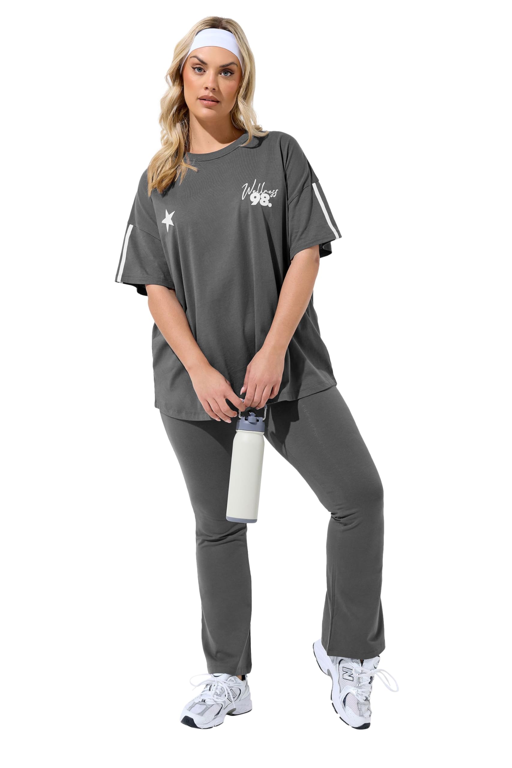 Yours Women's Active Flared Leggings Pants in Dark Grey | Size: 22