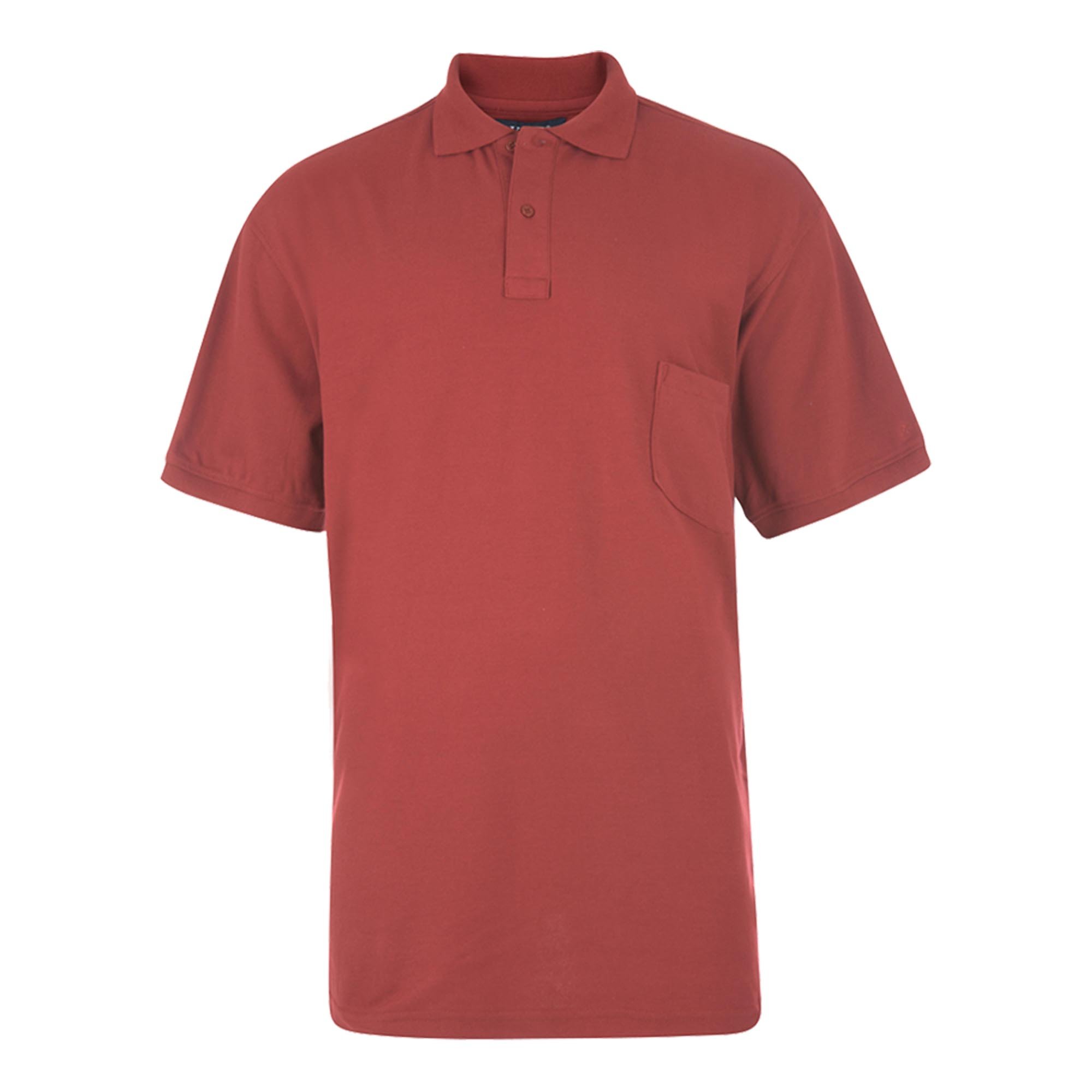 Kam Big and Tall 'Eton' Plain Polo T Shirt with Chest Pocket Cotton Rich Top Large Size Fit JEANBASE Wine 4XL