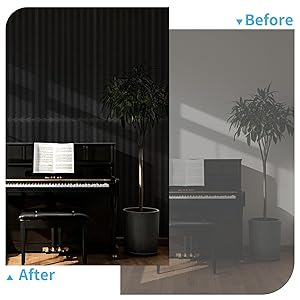 Art3d 10-Pack Peel and Stick Acoustic Panels with Acrylic Tape - 12 x 48 inches, Self Adhesive Sound Absorbing Polyester Wall Panels for Home Office Studio, Black