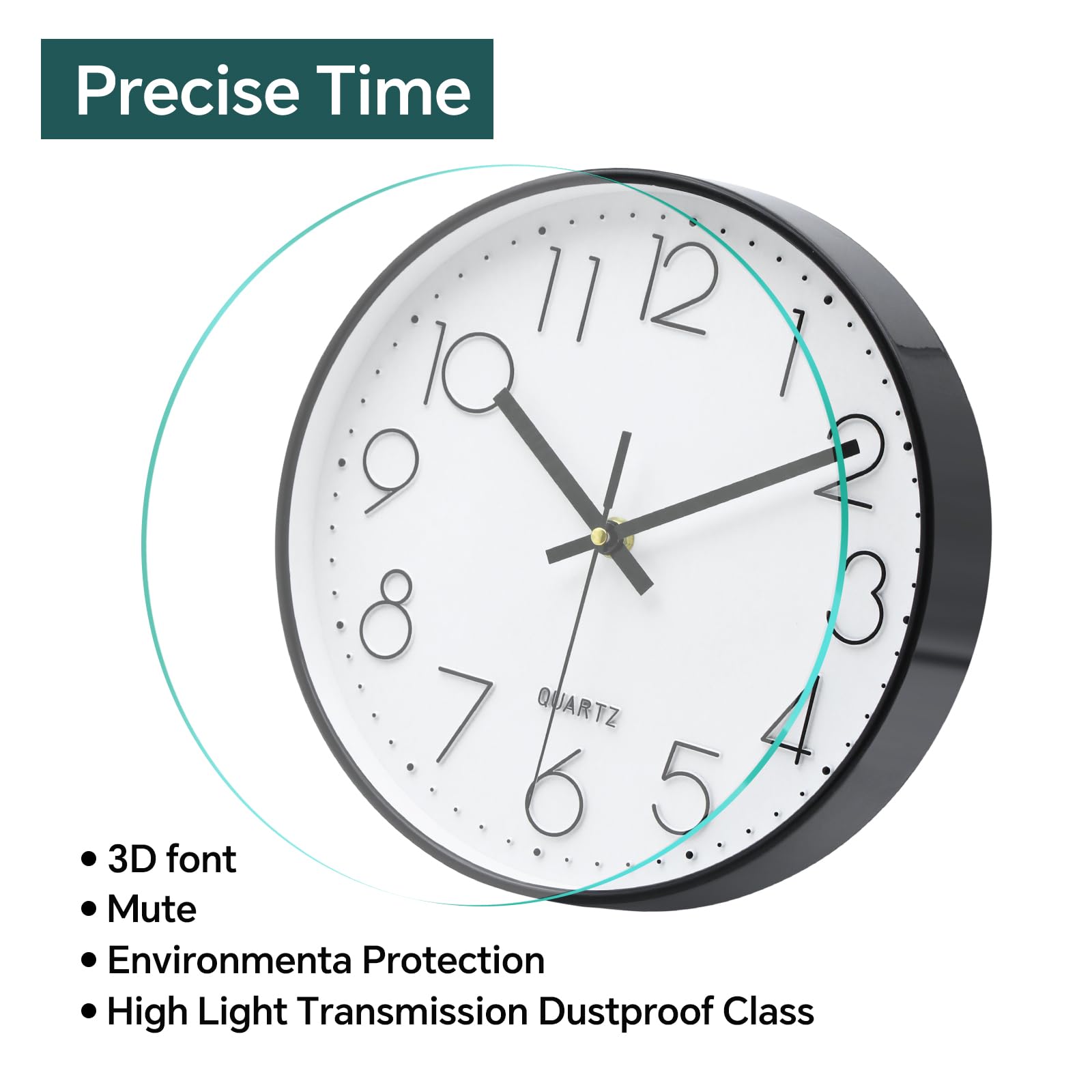 VIKMARI 12 Inch Silent Wall Clock Modern Black & White Clock Decorative for Living Room Kitchen Bedroom School Office Home - Image 4