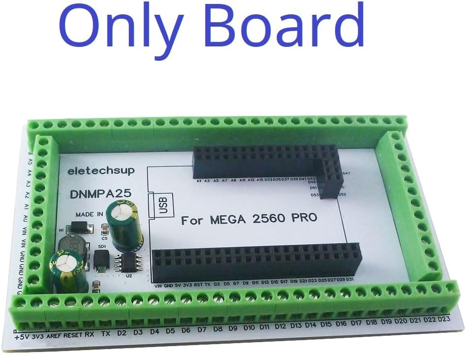 MEGA2560 PRO DIN Rail Expansion Board DC-DC 5V 2A Converter 3.96mm Mount Screw Terminal Block Adapter Module DNMPA25 for Arduino (only Board, 4 apcs)
