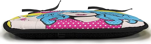 Miniatura 2 de Lunarable Cojín retro para silla, mujer con cabello, letrero de victoria con burbujas de discurso, inspirado en arte pop, acolchado de asiento para