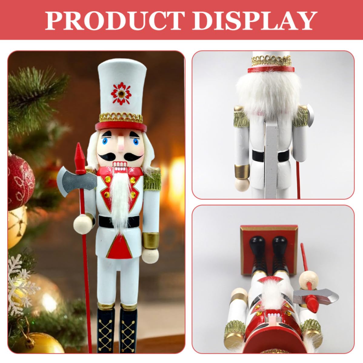 Didiseaon Cascanueces de Madera Navideño, Adorno de Mesa Blanco Creativo