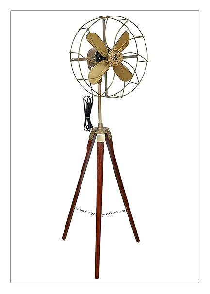 Famous International Handicraft Antique Fan With Wooden tripod Stand Modern Look Decoration for Home Living Room Office