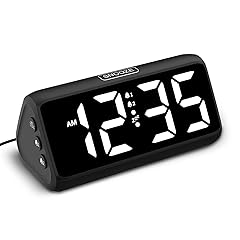 Netzu Digital Alarm Clocks for Bedrooms, Loud Alarm Clock with Dual Alarms, Bold Digits, 5 Dimmers