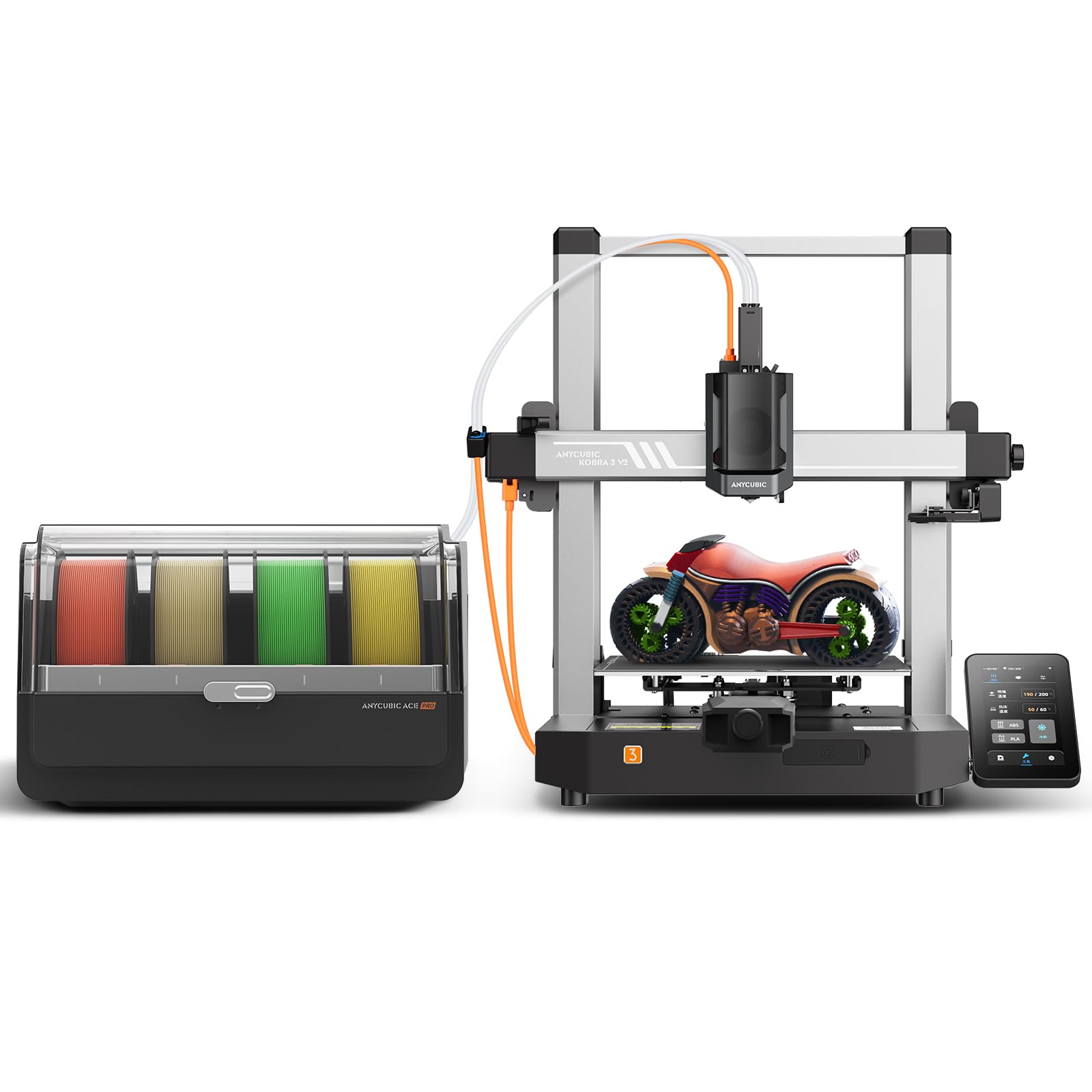 Anycubic Kobra 3 V2 Combo 3D Drucker, 4-Farben-Druck, Verbesserte Auto Leveling, Bis zu 600 mm/s, Aktive Filamenttrocknung, Druckgröße 255 x 255 x 260 mm