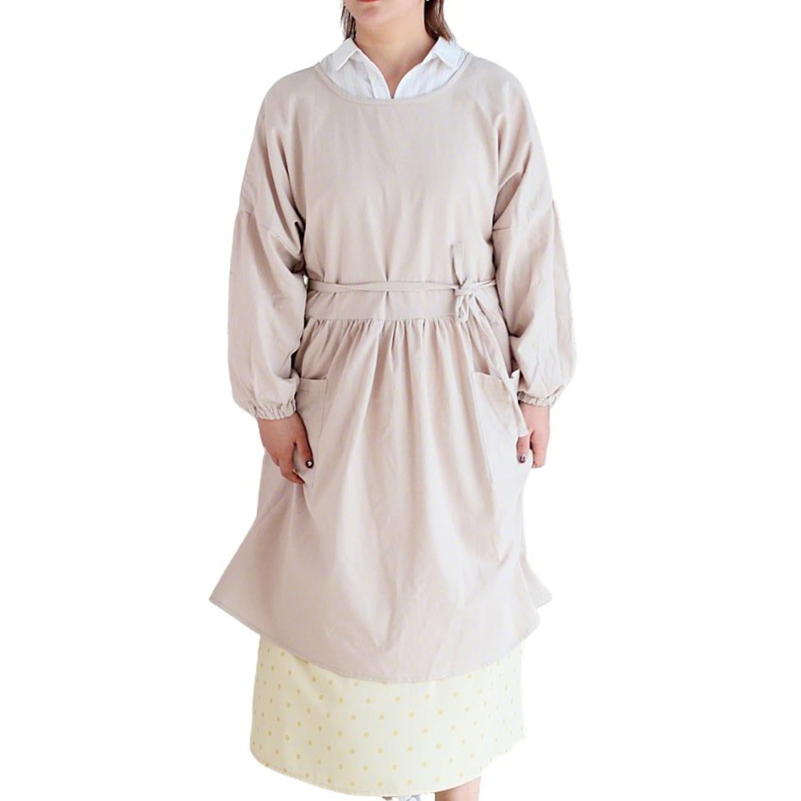 Langärmelige Schürzen für Damen Wasserabweisend Verstellbar, mit Taschen, ideal zum Malen, Backen und Gärtnern